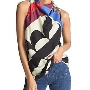 REISS Keeley Scarf Print Top - Size 10